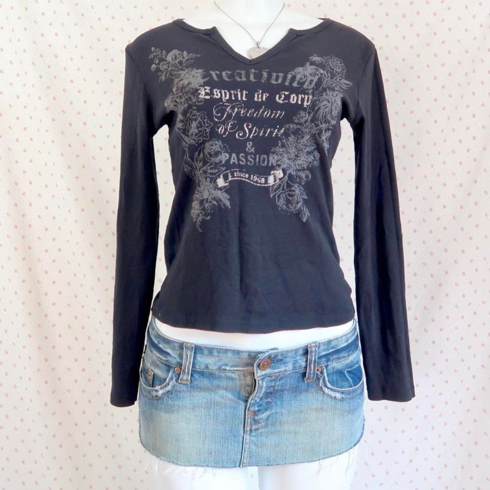 vintage esprit de corp graphic long sleeve top y2k fairy grunge indie sleaze